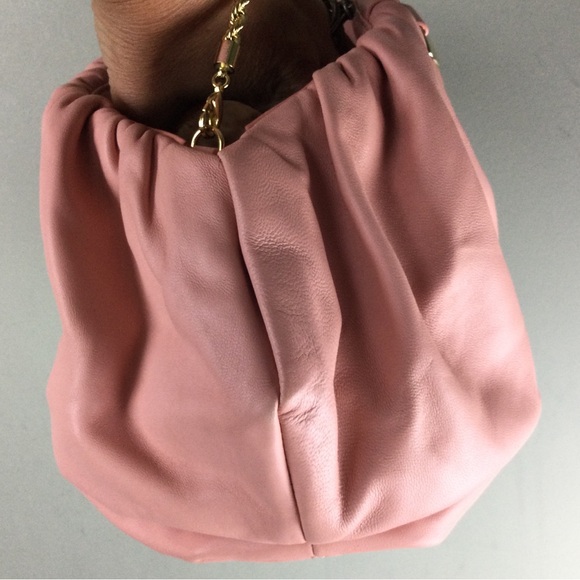 NWOT Loeffler Randall Analeigh Ballet Pink Leather Ruched Clutch - Picture 5 of 12